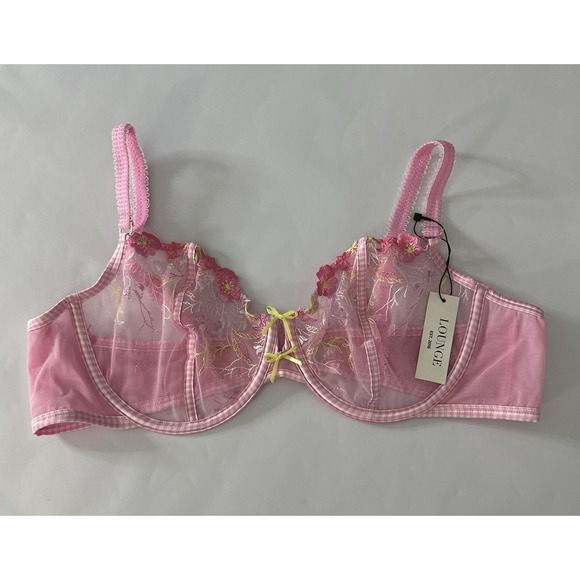 Loungefly Other - Lounge Nelly Bra Pink Floral Embroidered Mesh Underwire 40D NWT